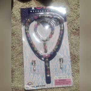 Adorable Y2K Girl Jewelry Set Sealed New Old Stock Necklace Earrings Bracelet